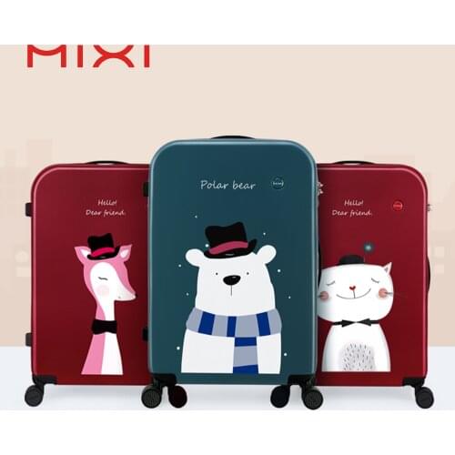 Mixi Luggage Suitcase 100% PC with TSA Lock Roll Spinner Wheels Carry on Hardshell Lightweight Travel 20 24 Inch Cartoon