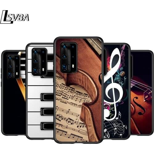 Black Cover Musical Instruments for Huawei P40 P30 P20 P10 P9 P8 Pro Lite 4G 5G 2019 2017 Plus Mini Phone Case