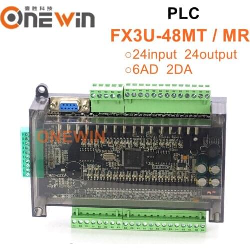 FX3U-48MT FX3U-48MR PLC industrial control board 6AD 2DA 24 Input 24 Output with RTC RS485 CAN communication