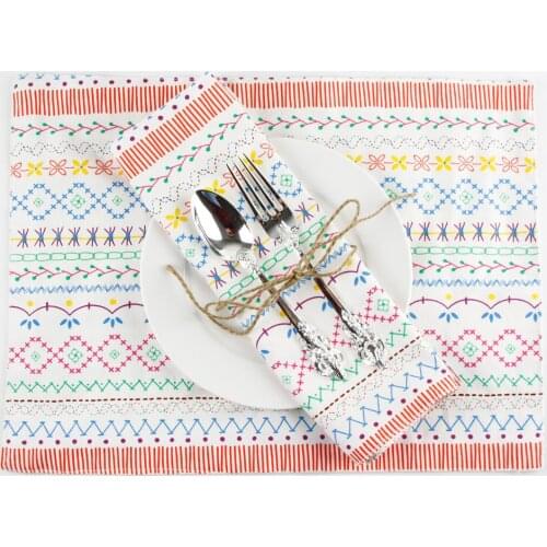 Europe print fabric cotton linen placemat heat insulation mat dining table mat kids table Napkin fabric country placemats