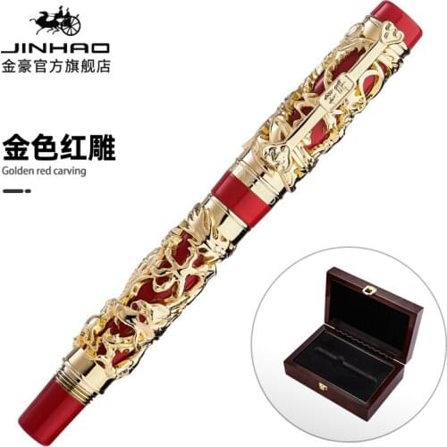JINHAO Luxury 6 Style Dragon and Phoenix Auspicious Rollerball Pen Full Metal Ink Gel Pens for Collection Office School Supplies