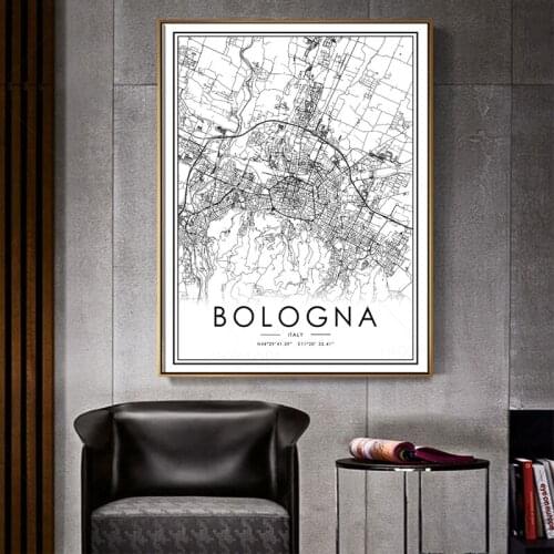 World City Maps Custom BOLOGNA Poster Canvas Paintings Print Black White Wall Art Pictures Home Decor for living room framed