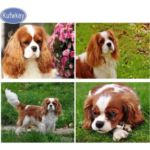 Kufwkey diamond painting Cavalier King Charles Spaniel painting dog,full square Diamond embroidery animal pet mosaic diamond,diy