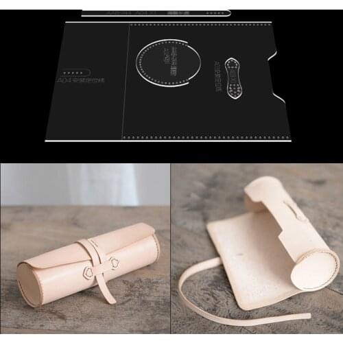 Handmade leather diy leather goods sewing pattern acrylic transparent pen holder template student pen bag making mold