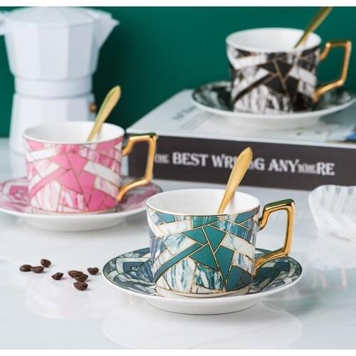 Creative ceramic coffee cup dish simple office Cup afternoon camellia tea cup mug ethiopian coffee cup set saba