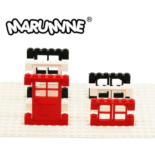 Marumine 60608 Window 1 / 2 for Frame 1x4x3 And 92950 Brick 1x6 with Inside Bow Bricks House DIY Creater Parts Pieces Kids Toys