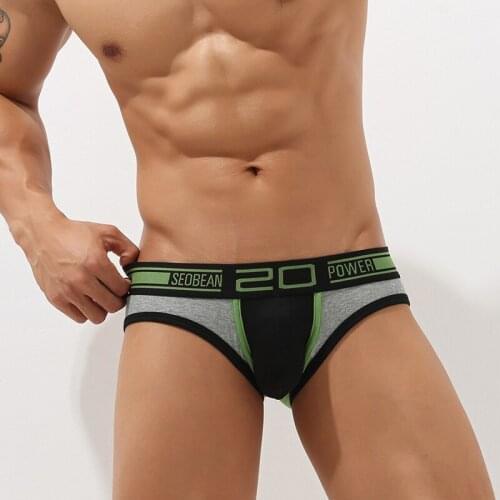 New SEOBEAN mens briefs solid underwear cotton sexy male underwear briefs hot sell