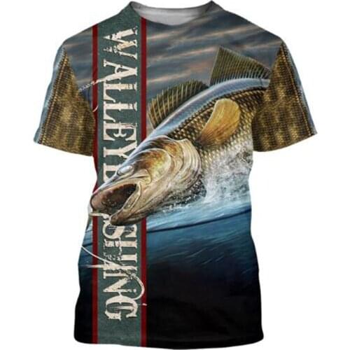 New fashion summer casual T-shirt fishing art 3D printing T-shirt men and women street casual sports top