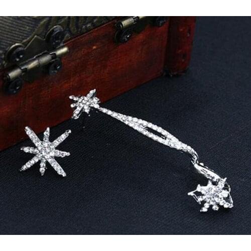 New Arrival Crystal Trendy Star Earring Rhinestone Clip Ear Cuff Wrap Stud Earrings Fashion Asymmetric Stud Earring