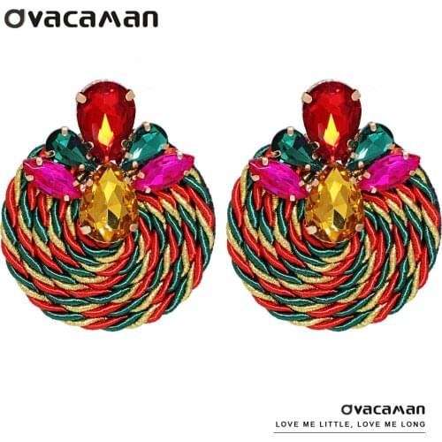 Dvacaman New Colorful Flower Earrings Bohemian Handmade Round Drop Earrings for Women Fashion Jewelry Accessories Wholesale 2021