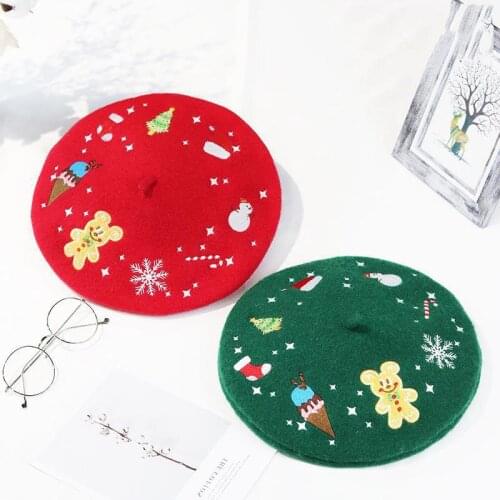 New Autumn and Winter Christmas Hats Snowflake Berets Australia Wool Warm Hood Holiday Decorations Christmas Gifts Berets