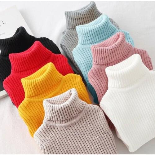 Boys girls autumn new high collar knitted sweater thickened large size cotton sweaters coats P4935
