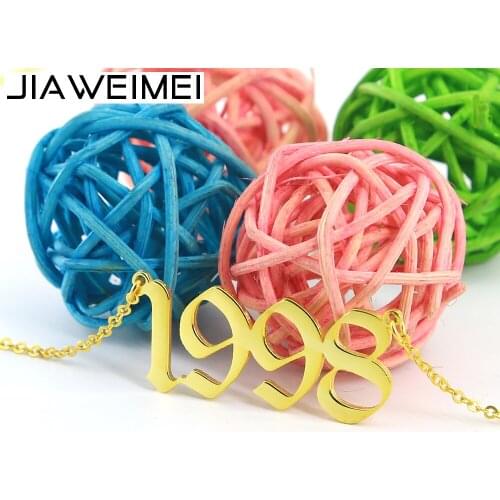 Personalized Birth Year Necklace Custom Number Necklace Gold Plate 925 Sterling silver Jewelry For Women Men Date Anniversary