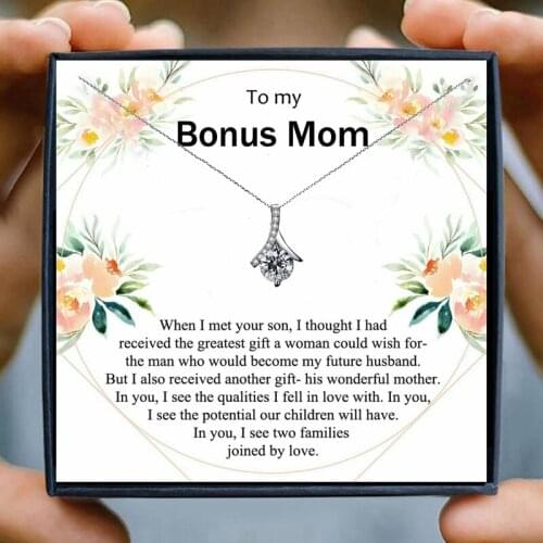 Necklaces for bonus mom Crystal Chain Necklaces for Women Crystal Friendship Collares Bijoux Birthday Daughter Son Christmas