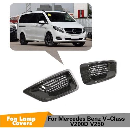 Dry Carbon Pair Car Fog Light Covers lamp grill grille For Mercedes Benz V-Class V220D V250 2016 2017 2018 Front Bumper