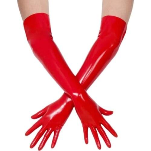 Unisex Red Latex Gloves Moulded Shoulder Length Rubber Latex Gloves Seamless Elbow Length Latex Gloves