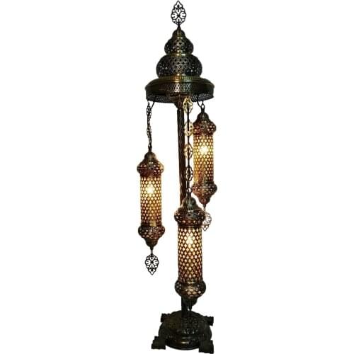 Gifts of Anatolia Authentic Decorative Yellow Brass Floor Lamp