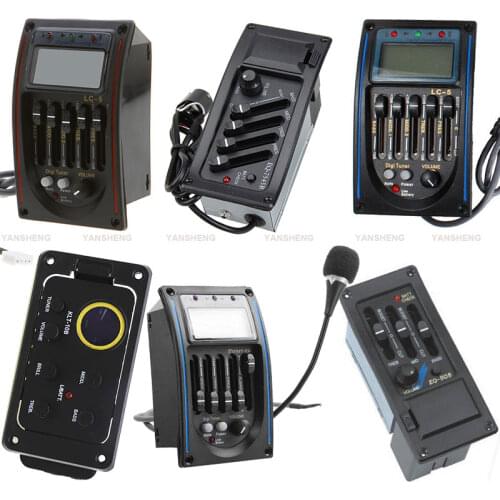 10pcs/Lot Prener-PM 5 Band Acoustic Guitar EQ Preamp LC-5 Equalizer Pickup Tuner LCD with Microphone 10B 505R 7545R