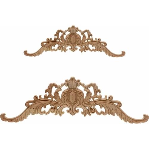 RUNBAZEF Woodcarving Furniture Vintage Home Decor Decoration Accessories Solid Wood Applique Carved Long Flower Piece Miniature