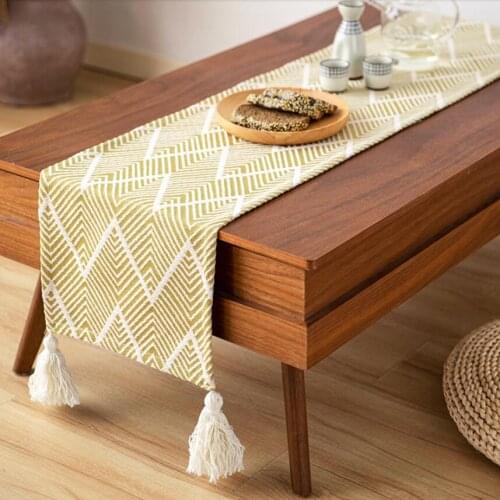 Nordic Multi-Size Kilim Jacquard Striped Elegant Table Runners With Tassel For Home Dining Table Decorative Coffee Table