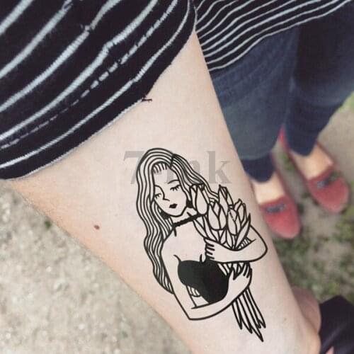 Old school sexy tulip girl Alice tatoo on body art Water temporary Transfer Fake Flash tattoo Waterproof 10.5*6cm for woman gril