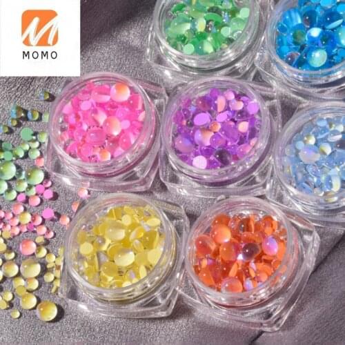 Nail Ornament Candy Color Mermaid Magic Color round Glass Crystal Beads Assortment Pack Macaron Nail Accessories Diamond