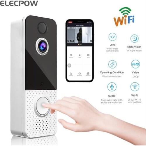 Elecpow Smart Doorbell Camera Video Phoner Ring For Apartments IR 1080P Alarm Wireless Security Intercom T8 WIFI Video Doorbell