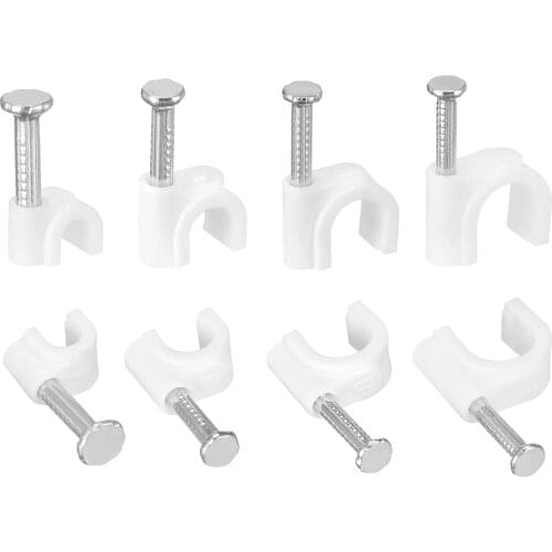 Uxcell Strengthened Circle Cable Clips with Nail 4mm 6mm 8mm 10mm Total 200pcs