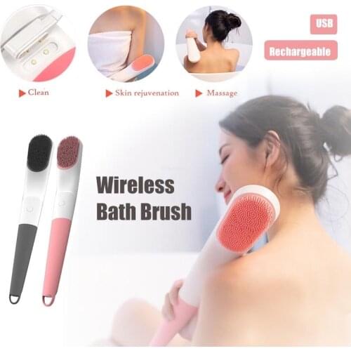 Waterproof USB Electric Long Handle Shower Bath Cleaning Brush Spa Skin Massage Body Wash Health Care Handle Scrub Spin USB