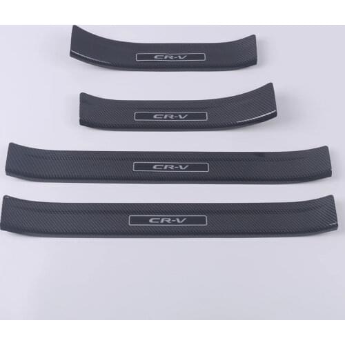 Carbon Fiber Look Door Sill Scuff Plate Guard Sills Protector Trim For Honda CR-V CRV 2017-2021