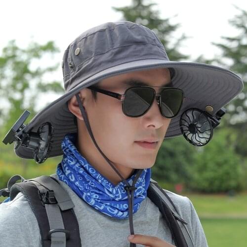 Solar fan cap male summer visor outdoor UV fishing sunscreen cap big breathable fisherman hat