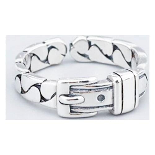 Sole Memory Retro Mini Cute Belt Fresh Fashion 925 Sterling Silver Female Resizable Opening Rings SRI467
