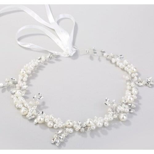 Handmade Hair Accessories Prom Party Flower Bridal Headband Pearl And Beads Wedding Head Piece Crystal Women Hairpieces