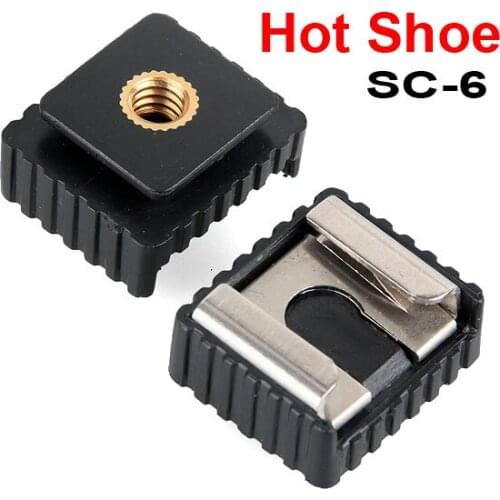 10pcs SC-6 SC6 Cold Hot Shoe Adapter Standard Mount Hotshoe to 1/4 Thread For Flash Speedlite Tripod Photo Studio Accessories