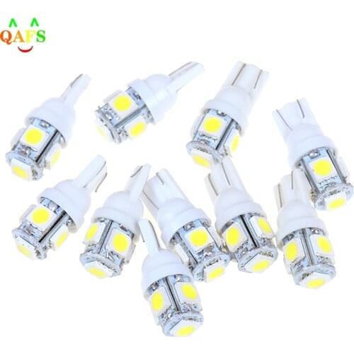 10pcs Car Wedge side Clearance License Plate Lamp T10 LED Bulb 12V T10 5050 5-SMD LED Signal Light Super