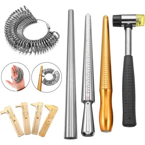 10 Styles Measuring Stick Ring Metal Enlarger Stick Mandrel Handle Hammers Ring Sizer Finger For Jewelry Making Measuring Tools