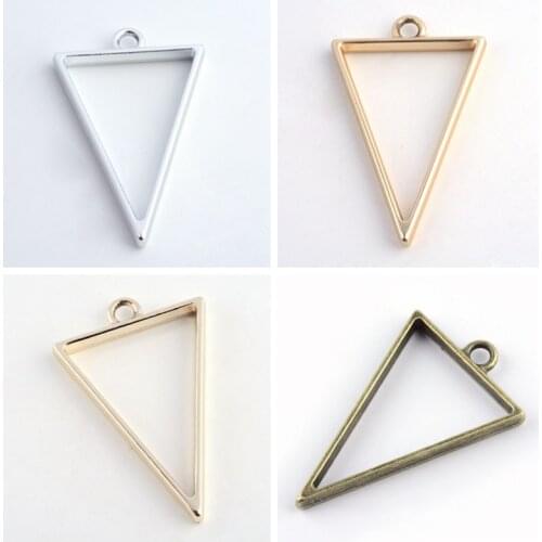 100pcs Matte Style Rack Plating Alloy Triangle Open Back Bezel Empty Hollow Necklace Pendants DIY Resin Pressed Flower Charms