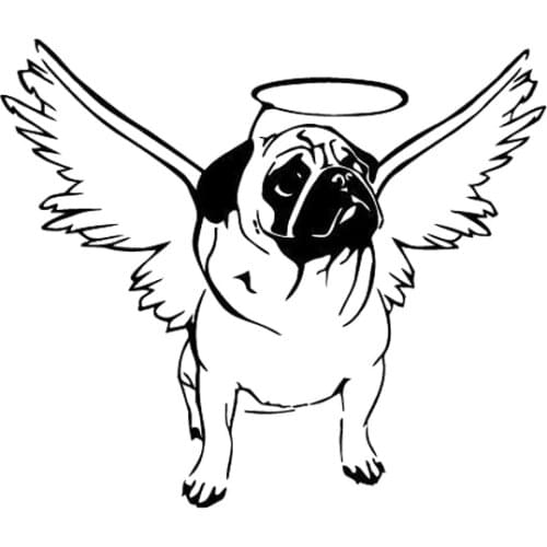 15CM*13CM Pug Dog Halo Angel Wings Cute Puppy Car Decal Vinyl Sticker Laptop Suitcase Helmet Skateboard Sticker