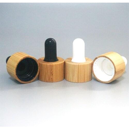 20-500pcs 5-100ml Essential Oil Bottles Cap Black/white Glue Head Size 18/410 Nature Bamboo Dropper Cover Essential Oil Bottle