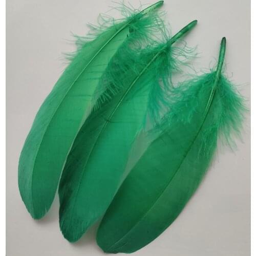 Hot 20pcs Beautiful Grass Green Hard Goose Feathers 15-20cm/6-8inch Christmas Decoration Clothing Shoes Hat Accessories