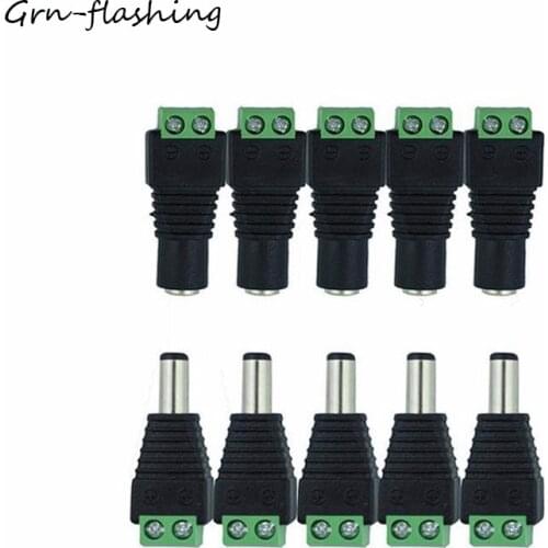 5pcs Female +5 pcs Male DC plug CCTV Camera 5.5mm x 2.1mm DC Power Cable Connector Adapter Jack for 3528/5050/5630 led strip