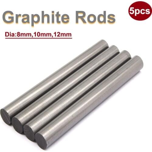 5pcs Graphite Rods Black Graphite Electrode Mayitr Carbon Rods Cylinder Rods Bars Industry Tools