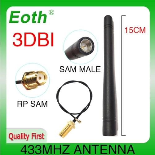 433MHz antenna 3dBi SMA Male Connector antenne 433 mhz directional antena 433m +21cm RP-SMA to ufl./ IPX 1.13 Pigtail Cable
