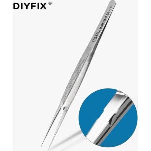 DIYFIX Anti-dislocation Tweezers Anti-static Straight Tips Precision Stainless Steel Electronics Forceps Phone Repair Hand Tool