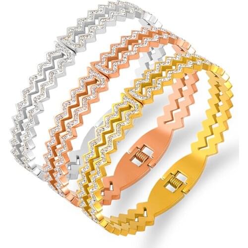 Hollow Double Row Zirconia Bracelet Stainless Steel Round Charms for Bangle Woman Fashion Jewelry Couple Accessories Lover Gift