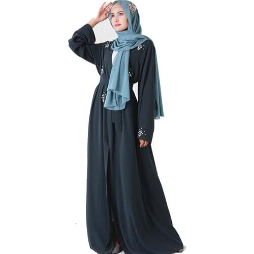 Diamonds Muslim Open Abaya Kimono Robe Dubai Hijab Dress Kaftan Turkey Abayas for Women Caftan Oman Islamic Prayer Clothes Ropa