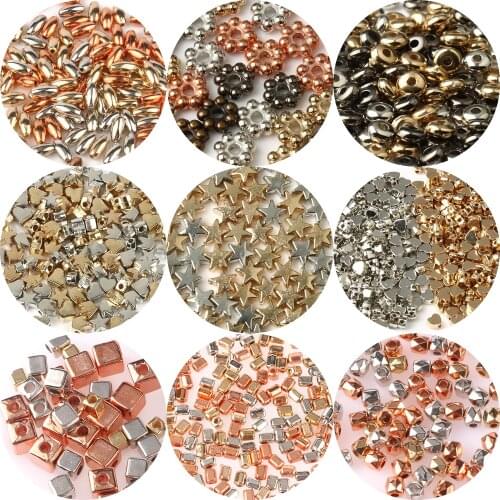Gold Silver Color Plated CCB Stopper Spacer Beads Components Acrylic Loose Seed Beads For Jewelry Making Findings Accessories