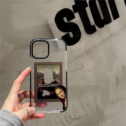 Funny Great Art Aesthetic Mona Lisa Phone Case For iPhone 12 11 Pro MAX XS XR SE 20 X 7 8 6Plus Clear Soft Silicone Cover Fundas