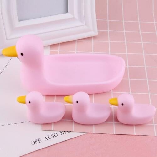 4PCS Baby Bath Toy Cute Cartoon Pink Rubber Duck Kid Children Bathroom Swimming Water Play Toy Squeeze Sound Squeaky Bathing Toy