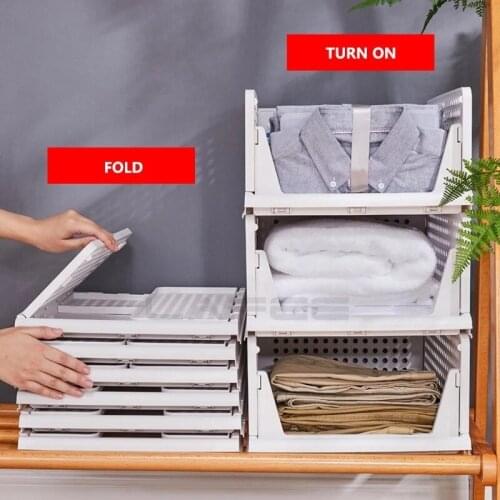 Home drawer wardrobe organizer Layered Partition Storage Rack Foldable Cabinet Stackable Clothing Sundries Shelf Storage Box